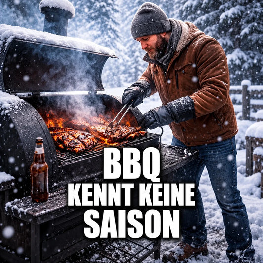 Wintergrillen mit Smoker und BBQ Fleisch auf dem Grill