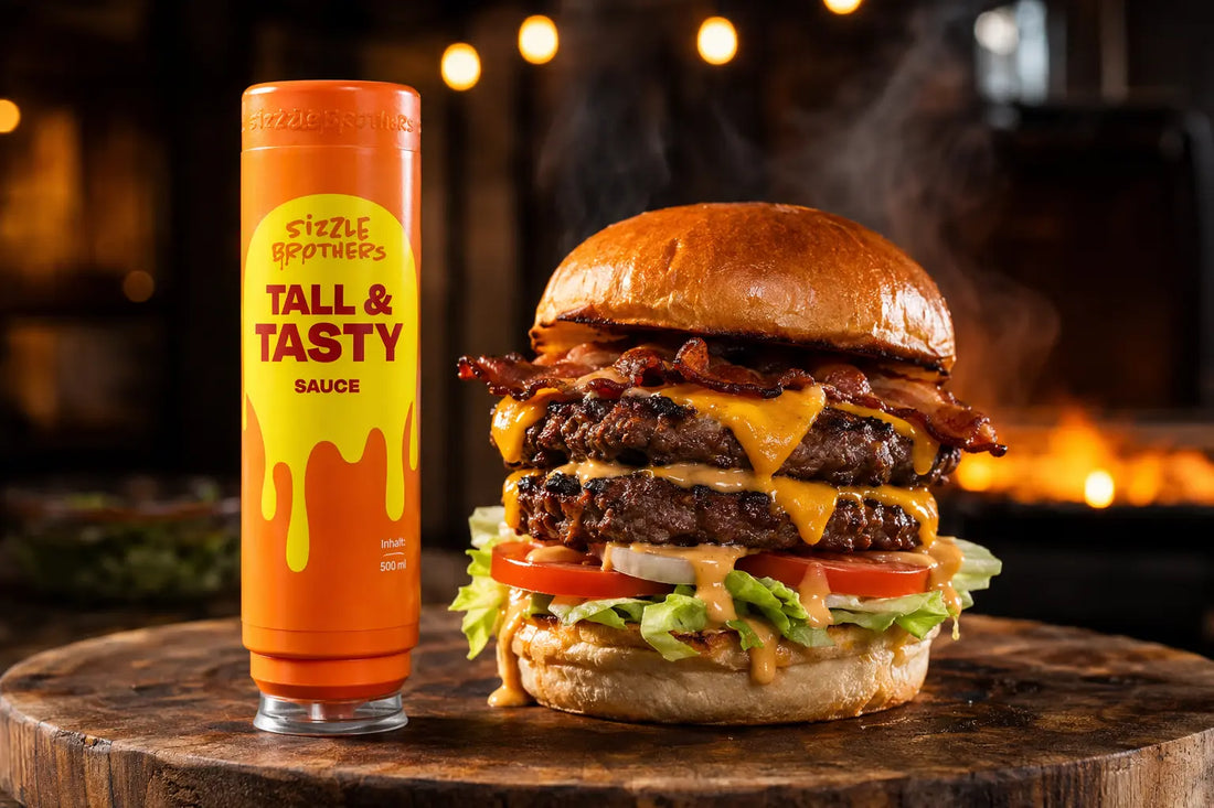 Tall Tast sauce mit einem leckeren großen Burger