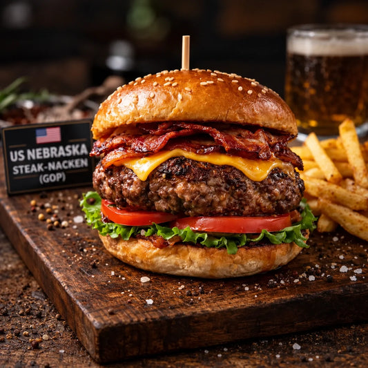 Saftiger US Nebraska GOP Burger aus Steak Nacken
