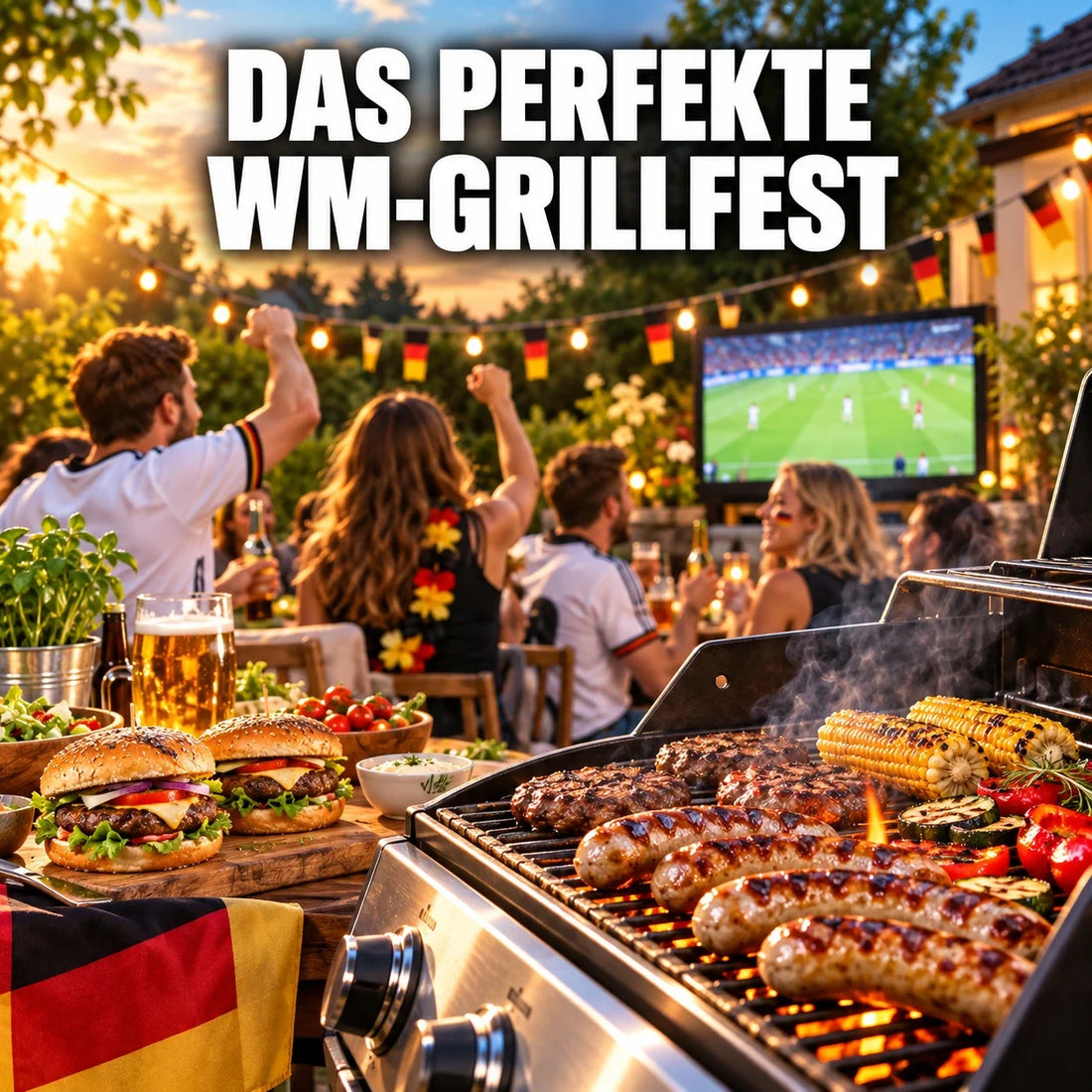 WM Party mit Grillzubehör von 3-2-1-BBQ, Freunde grillen und feiern die WM am Gasgrill