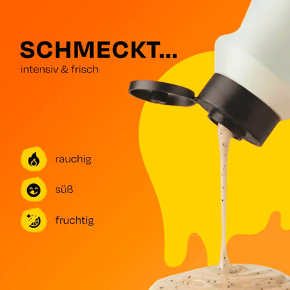 Leckere Sauce die schmeckt, fließt aus der Flasche