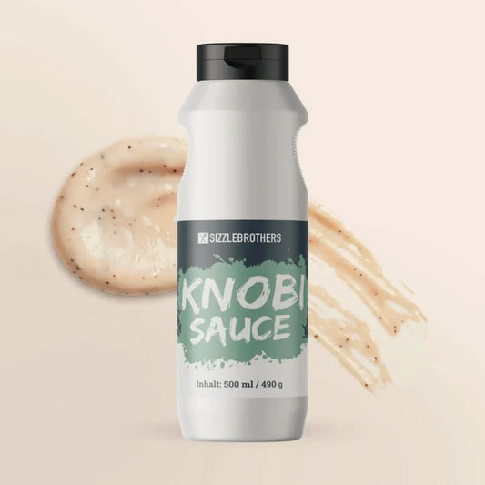 Flasche mit einem Klecks Sauce