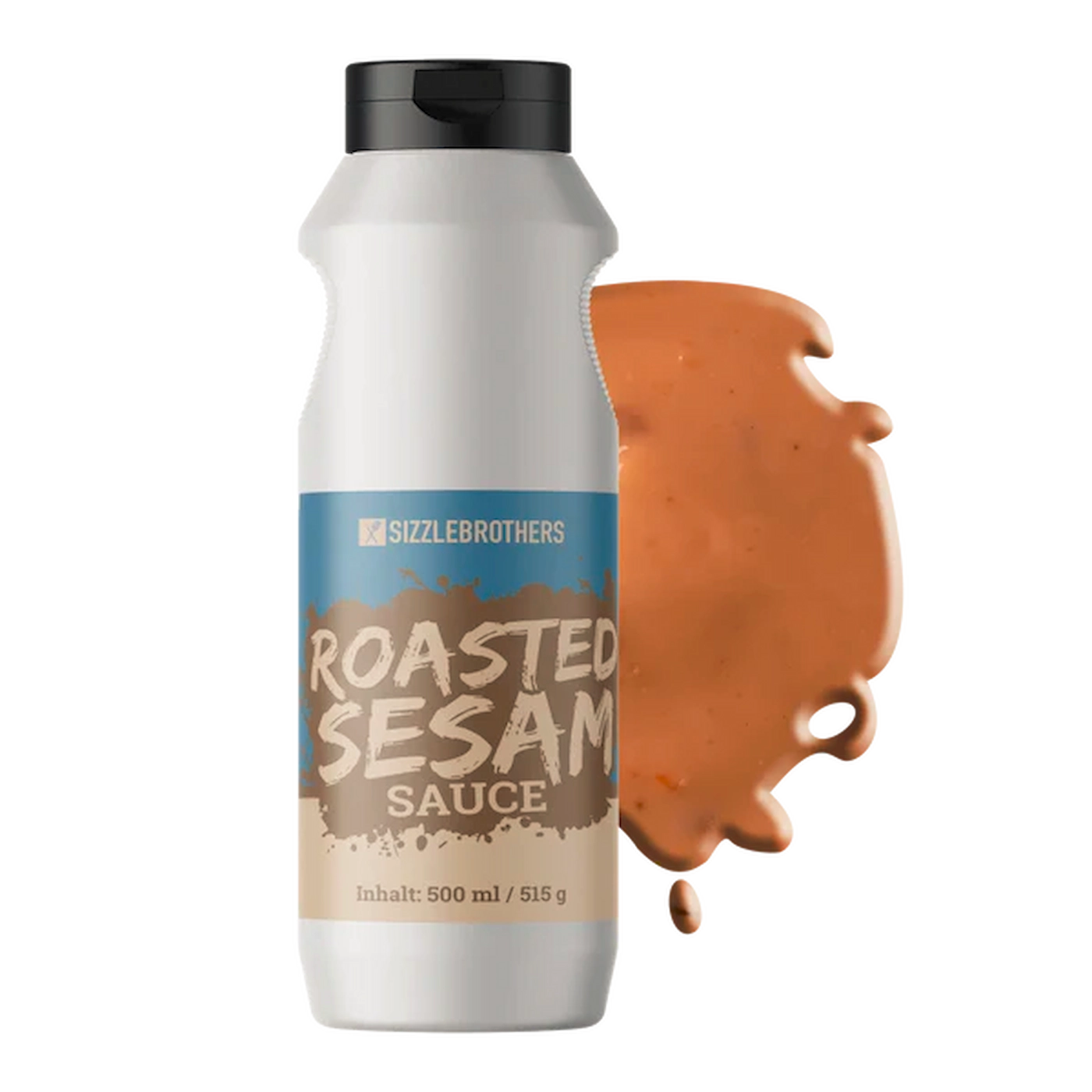 Flasche mit einem Klecks Sauce