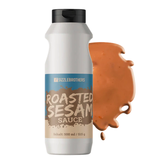 Flasche mit einem Klecks Sauce