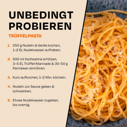 Cremige Trüffelpasta mit Parmesan – Rezept mit Premium Trüffel Marinade