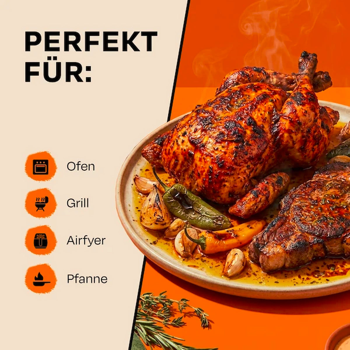 Gegrilltes Hähnchen mit Premium Trüffel Marinade für Grill Ofen und Airfryer
