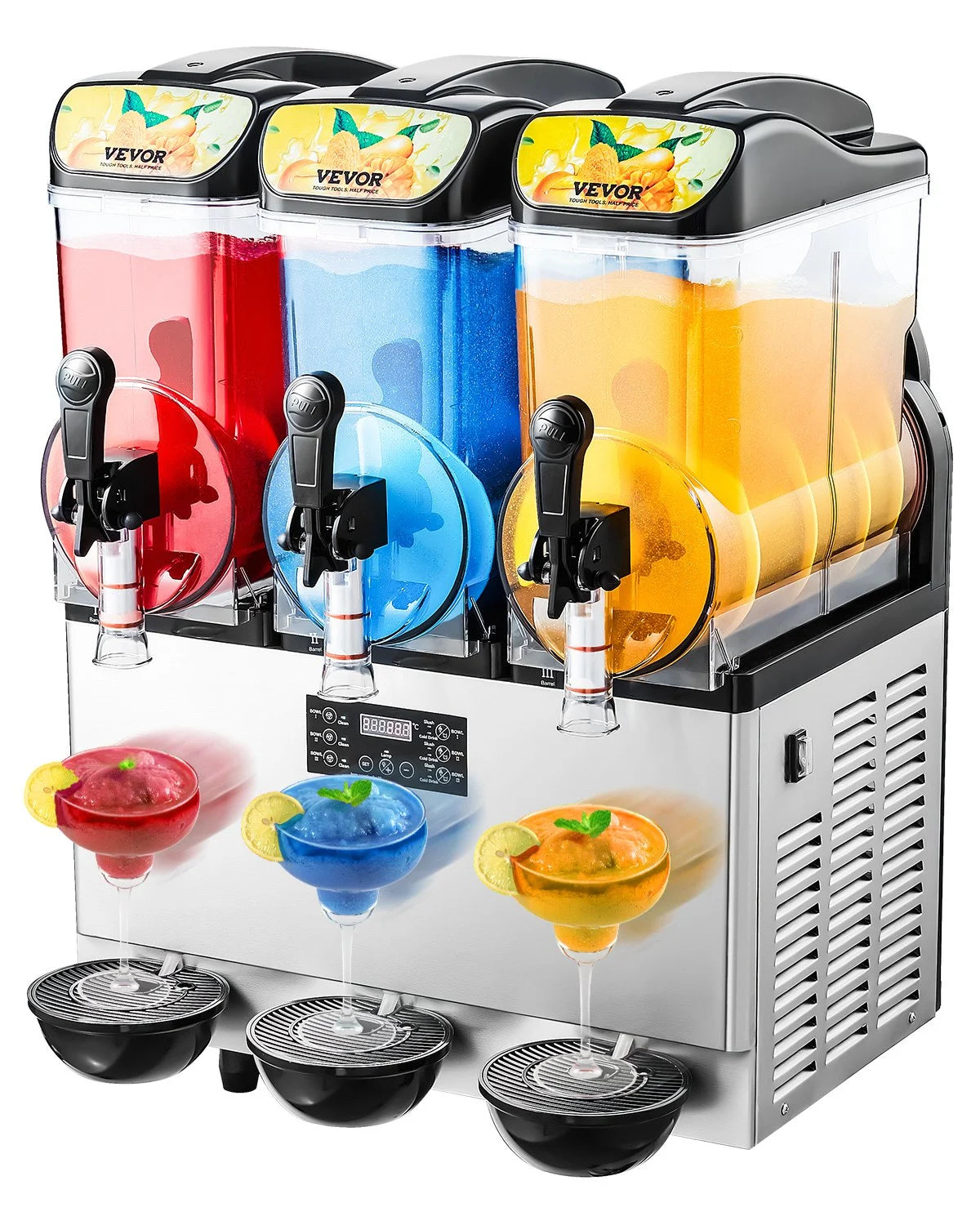 Slush Maschine mit 3 leckeren Getränken, Blau, rot, Gelbd