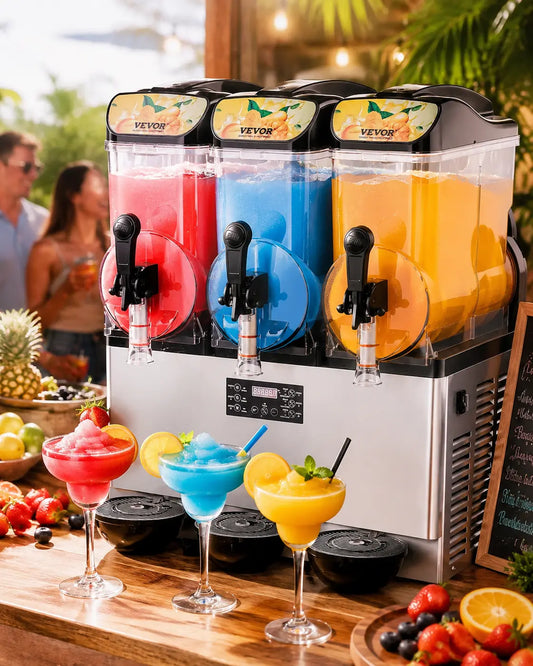 Eine tolle Slush Maschine mit leckeren Getränken am Pool